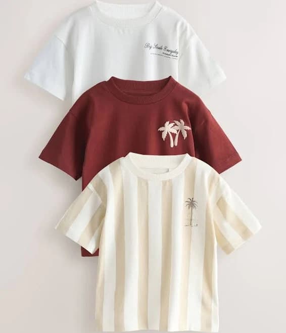 Next Boys 3-Pack Slogan Short Sleeve Graphic T-Shirts