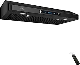 IKTCH 36 inch Range Hood 900 CFM, Black Under Cabinet Kitchen Vent Hood with 4 Speed ​​Gesture Sensing&Touch Control Panel
