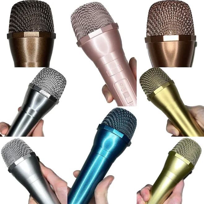 Metallic Shiny Prop Microphones - Concert/Festival Sparkly Fake Mic Cosplay Accessory Toy for Costumes and Photos - Music Singer Popstar
