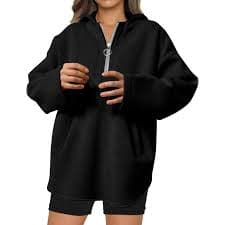Quarter Zip Hoodies for Women Trendy V Neck Sweatshirts Oversized Hooded Tops Baggy Casual Pullover Shirt with Pocket, Women Hoodies with Pockets : Clothing, Shoes & Jewelry - Amazon.com