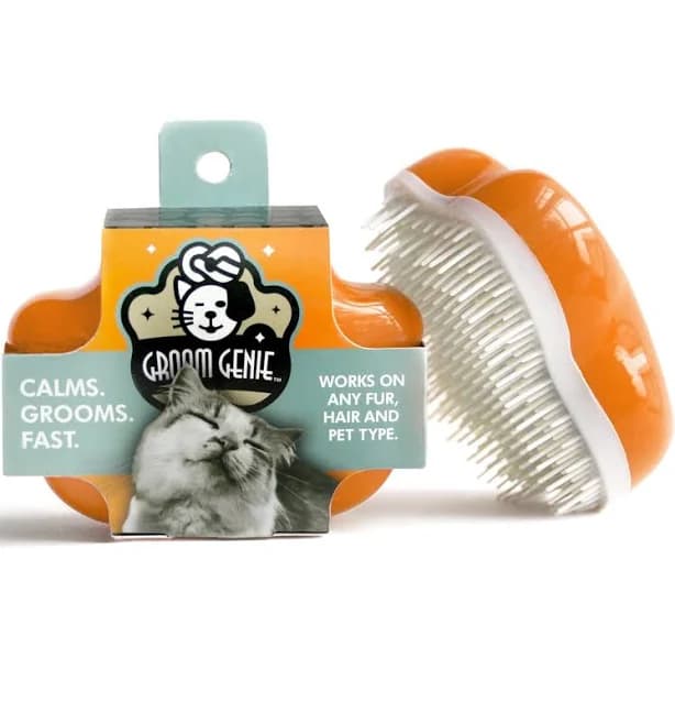 Groom Genie Small 4" Dog Pet Hair Massaging Brush Grooming Tool for Cats Dogs Long or Short Hair