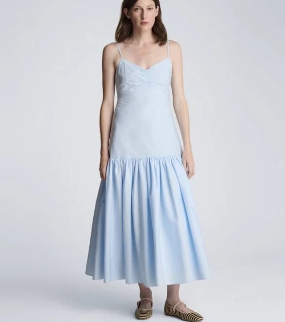 Kenneth Cole Women's Sweetheart Neck Bubble Flounce Midi Dress