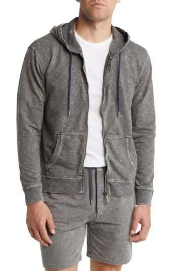Stone Rose Men's Acid Wash Fleece Zip Hoodie