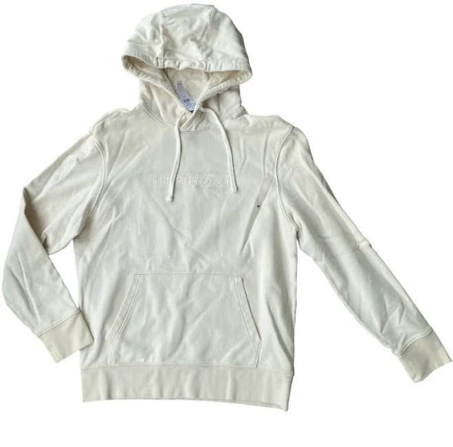 American Eagle Men’s Ivory Logo Off White Cotton Hoodie Sweatshirt /
