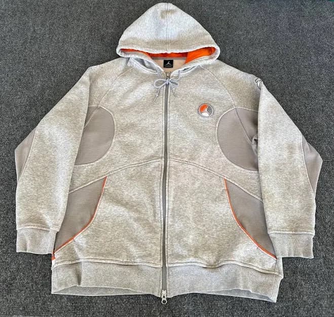 Nike Jordan Brand Retro 8 Hoodie Gray Orange Jump Man Embroidered Mens Large