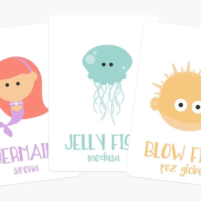Toddlers Bilingual Ocean Learning Cards Flashcards