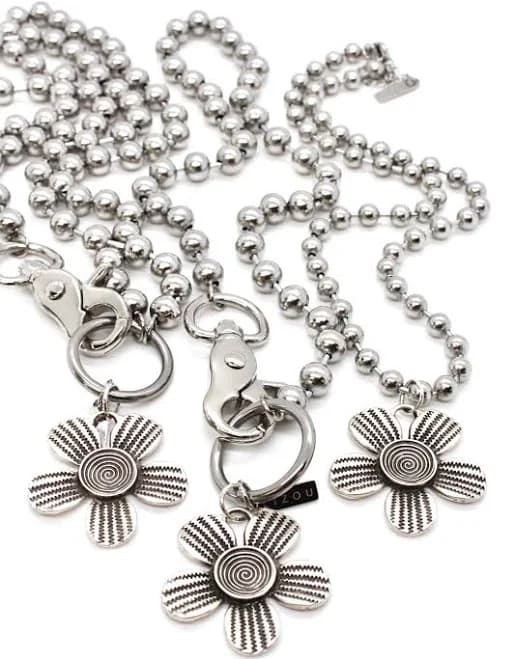 Antique Silver Flower Pendant Convertible Chain Necklace