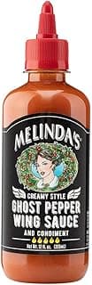Melinda’s Ghost Pepper Wing Sauce - 12 Oz, 1 Pack - Gourmet Spicy Hot Sauce - Made with Fresh Ingredients, Ghost Peppers (Bhut Jolokia), Habanero Pepper, Carrot, Garlic, Lime - Vegan, Gluten Free