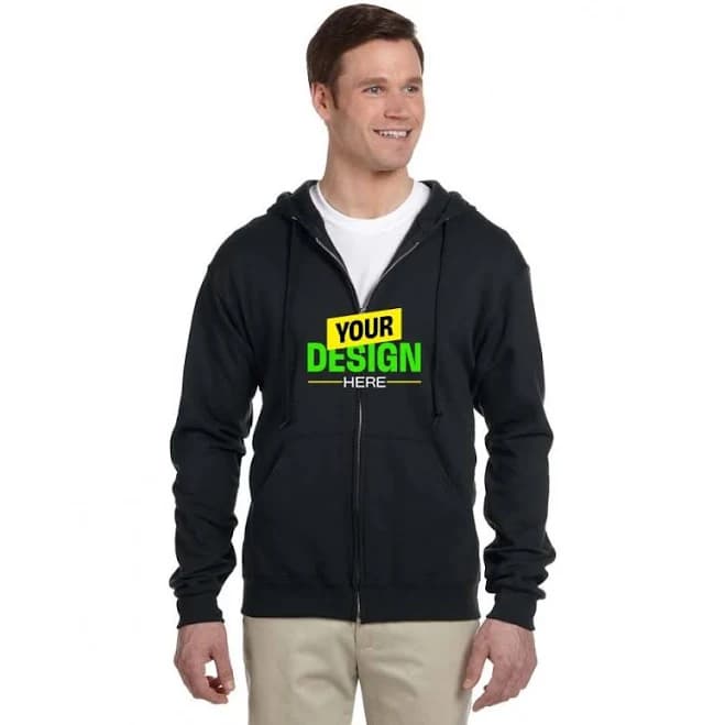 Jerzees Custom Printed Adult 8 oz. NuBlend Fleece Full-Zip Hood Black S