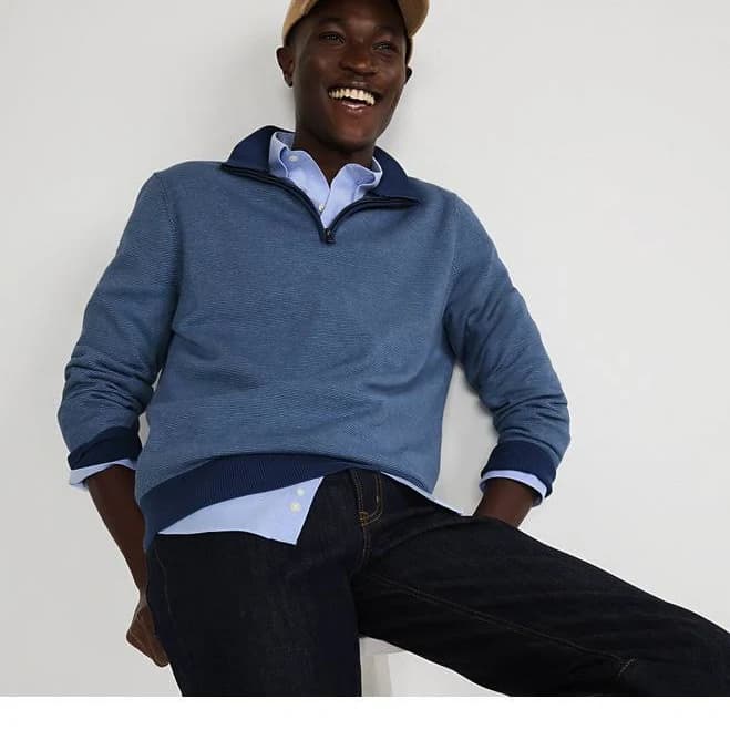 Lands' End Men's Fine Gauge Cotton Quarter Zip Sweater