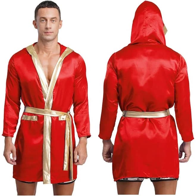 Mens Wrestling Costumes Hooded Robes Martial Arts Kickboxing Gown