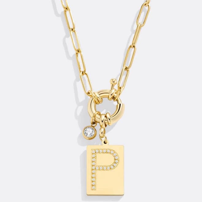 Mint & Lily 18k Gold Plated Pave Initial Pendant Necklace