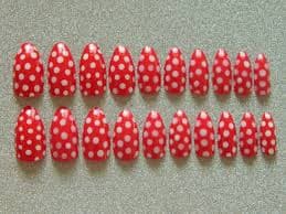 Red and White Polka Dot False Press on Nails - Etsy