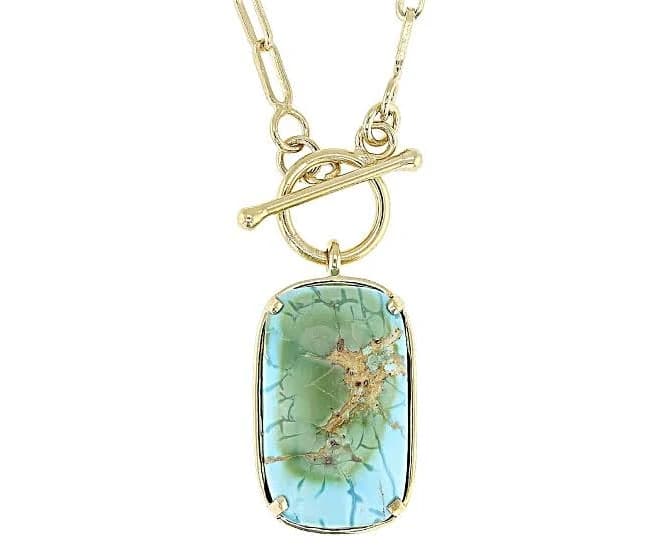18K Yellow Gold Over Sterling Silver Sonoran Composite Turquoise Pendant with Chain