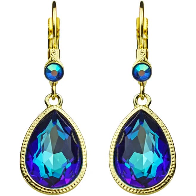 Sphinx Crystal Teardrop Leverback Earrings