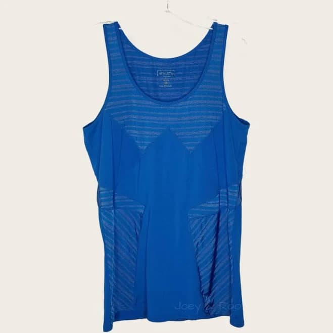 Athleta Women's Small Royal Blue Striped Racerback Dash Drop Tank Top