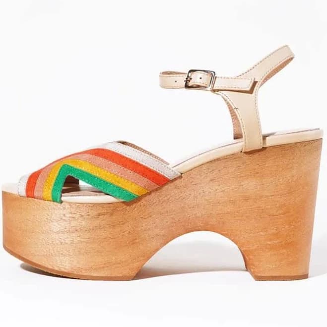 Rainbow Inspired Peep Toe Platform Sandals