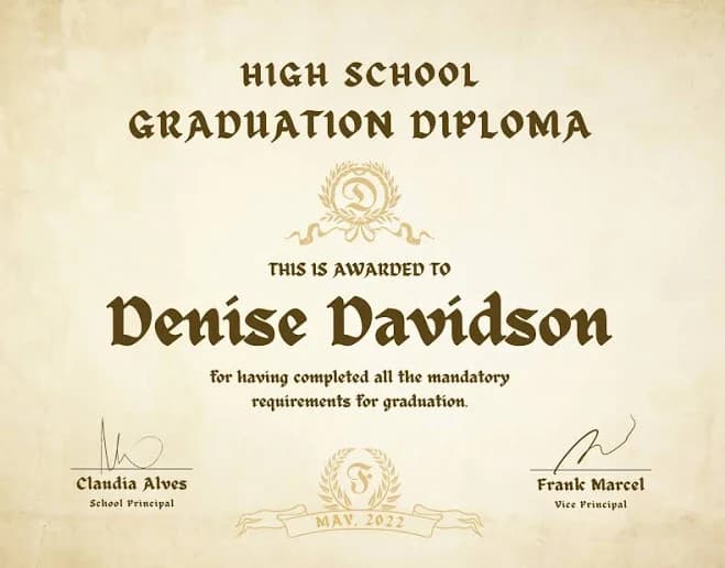 Custom School Diploma Certificate