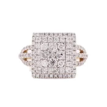 1.42ct Diamond Big Square Ring in 14K Yellow Gold