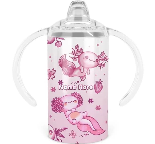 Personalized Axolotl Cup - Twelve Oz Double Walled Stainless Steel Tumbler Includes Your Choice of Lid