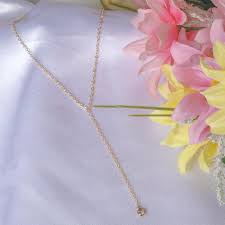 Dainty Gold Lariat Necklace: Stainless Steel Y Drop Pendant - Etsy UK