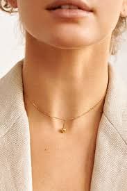 18K Yellow Gold Safety Pin Necklace - Guzema
