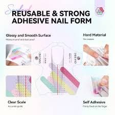 SAVILAND Plus Nail Forms: Reusable Sticky Nail Form for Builder Gel Super Adhesive Nail Extension Forms for Acrylic Nails with Precise Length Guide - Walmart.com