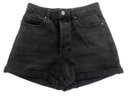 ZARA High Waisted Shorts Black Denim Button Fly 5 Pocket Cuffed Women's Size 6