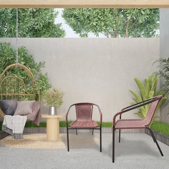 RTC Group Furniture Stackable Rattan Dining Chair Set of 4