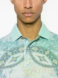 Etro Graphic-Print Polo Shirt - Blue | Editorialist