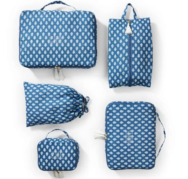 5 Piece Block Print Packing Cube Set