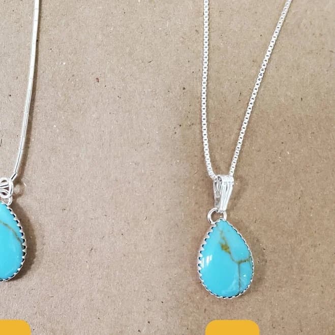 925ForHer Big Teardrop Kingman Turquoise Necklace in Sterling Silver