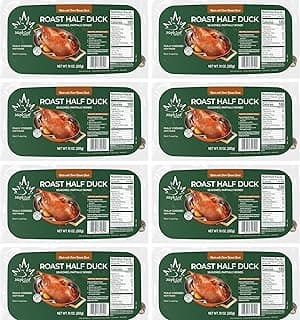 [Pack of 8] Roasted Duck Halves, Fully Cooked & Frozen – Tender, Juicy, and Crispy Skin – Gourmet Quality, Perfect for Special Dinners & Entertaining, Express Air Shipping with Insulated Packaging - 10 Oz Each