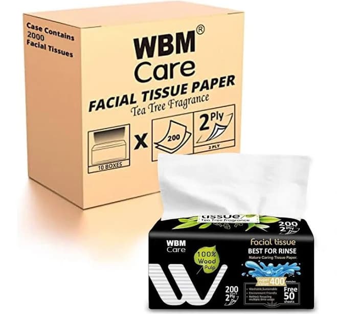 WBM Care Soft Facial Tissues with Tea Tree Fragrance