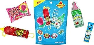 Candy Variety Pack Bag, 4 Ct Individually Wrapped Lollipops, Ring Pop, Push Pop, Baby Bottle Pop & Juicy Drop For Birthday Parties, Valentine's Gifts, Goodie Bags, Party Favors