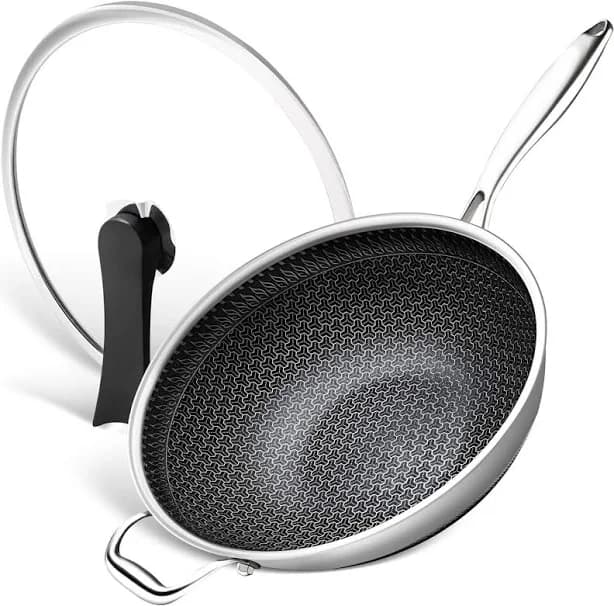 Michelangelo Honeycomb Wok Pan with Lid