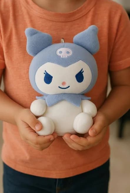 Kuromi Plush Doll - Blue Devil Girl Plushie with Tail - Cute Kawaii Bunny Plush - Soft Silicone Filled Stuffed Toy - Gift for Fans