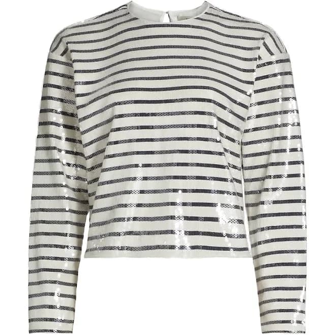 Women Frame Striped Sequin Top