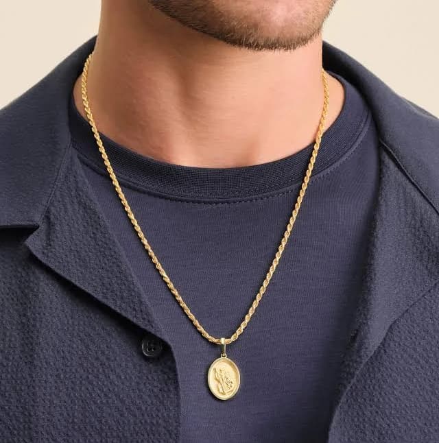 JAXXON St. Christopher Gold Men's Pendant Chain