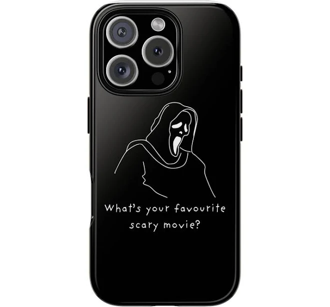 Ghost Face Tough Case, Black Scary Movie Phone Cover, Halloween Horror Gift, Spooky Goth iPhone Protector, Creepy Cell Accessory