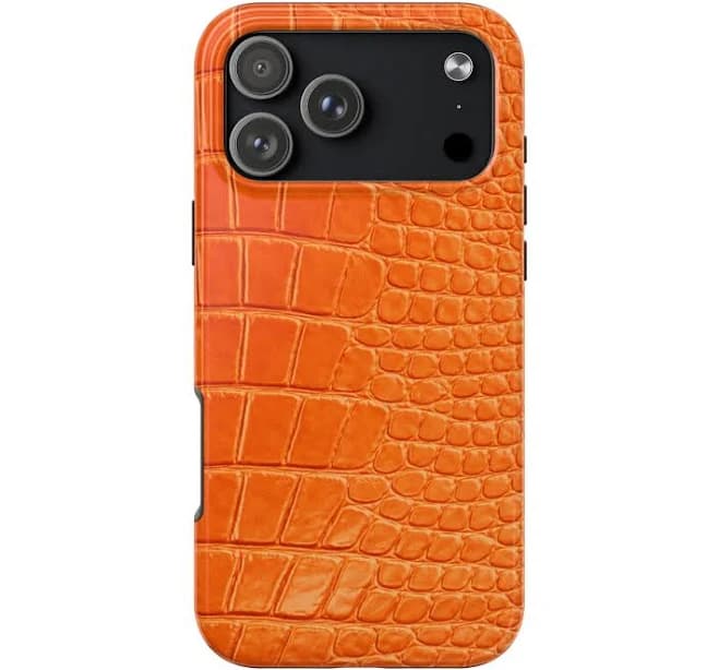 ORANGE CROC PRINTED PHONE CASE IPHONE MAGSAFE