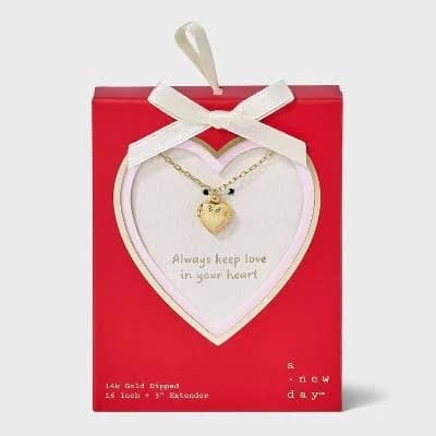 A New Day 14K Gold Dipped Valentine's Heart Locket Necklace