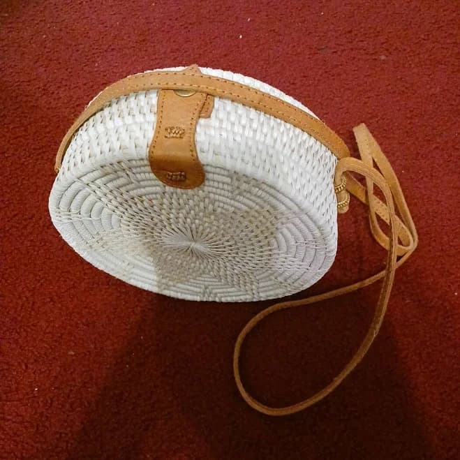 White Delight Boho Wicker Bali Woven Handbag