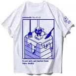 PAN: Screenprinted short sleeve t-shirt - Medium / White with Blue print