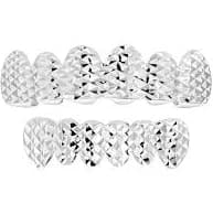 REAL Solid 925 Sterling Silver Diamond Cut Grillz Teeth Fronts Slugs Top Bottom Top Grillz