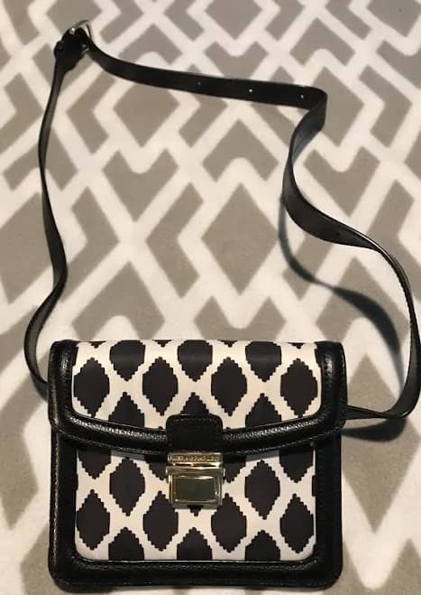 Vera Bradley Black Cream Ikat Leather-strap Mini Fanny Pack Tess Belt