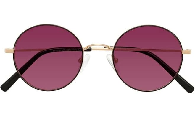 Gold Retro-Vintage Metal Round Tinted Sunglasses Sunwear Lenses