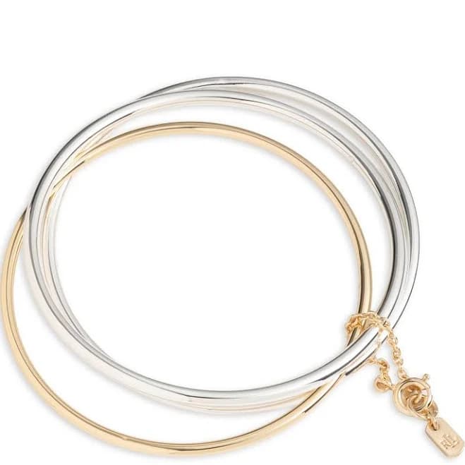 Ralph Lauren Women's Two-Tone Metal Bangle Bracelet Set of 3