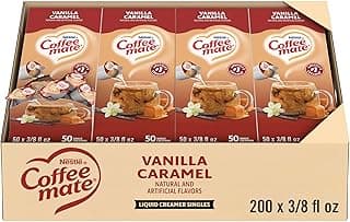 Nestle Coffee mate Coffee Creamer, Vanilla Caramel, Liquid Creamer Singles, Non Dairy, No Refrigeration, 0.375 fl oz Tubs (Pack of 200)