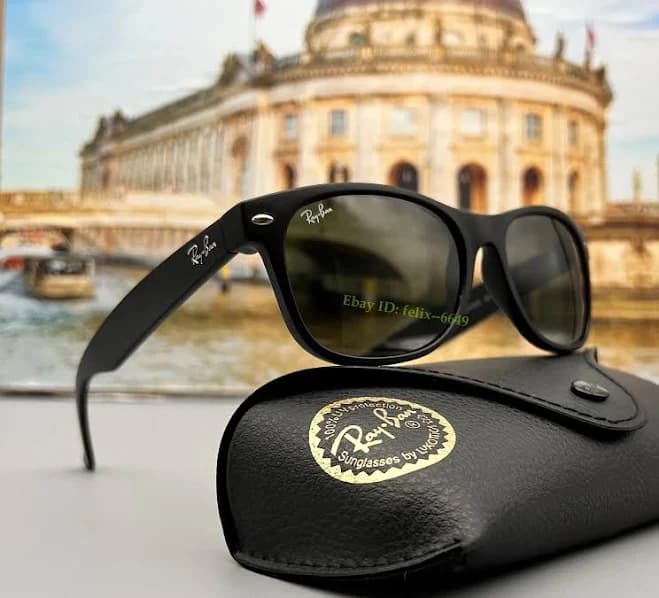 Ray-ban Rb2132 622 Matte Black Wayfarer Sunglasses G-15 Green Lens